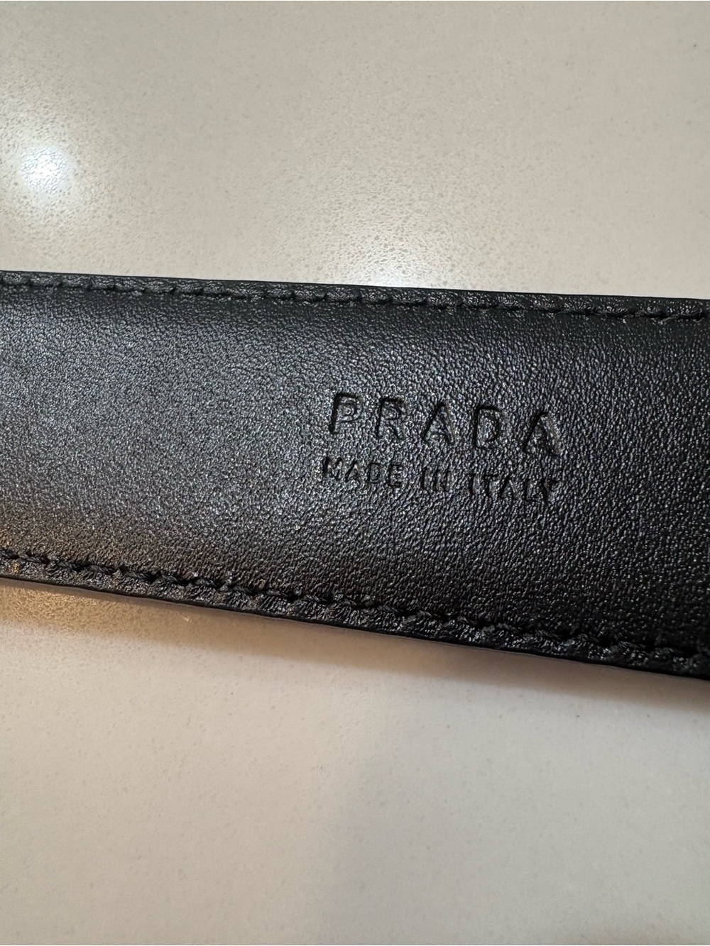 Prada Black Leather Belt with Silver-Tone Buckle - Picture 6 of 12
